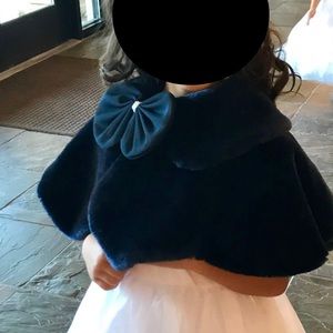 Faux fur navy blue cape bolero